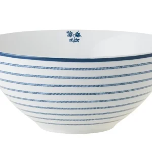 Laura Ashley Blue Candy Stripes Set 4 Bowls16 cm Wit Porselein