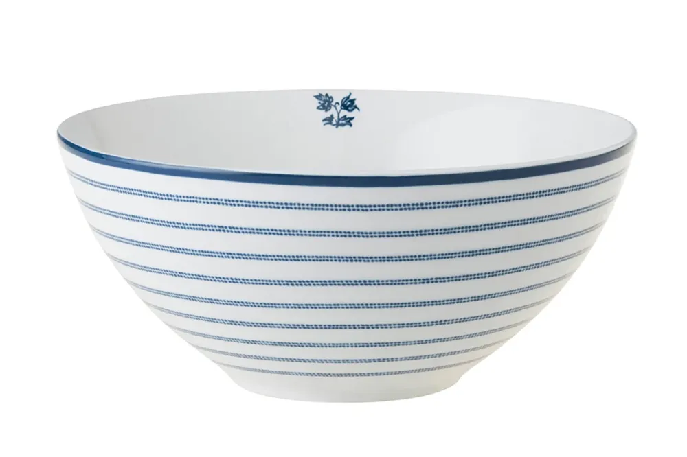 Laura Ashley Blue Candy Stripes Set 4 Bowls16 cm Wit Porselein