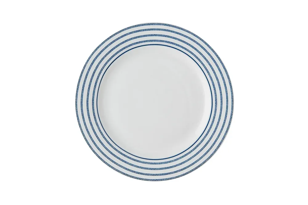 Laura Ashley Blue Candy Stripes Set 4 Platte borden 18 cm Wit Porselein