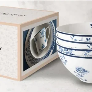 Laura Ashley Blue China Rose Giftset 4 Bowls 16cm Wit Porselein