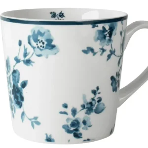 Laura Ashley Blue China Rose Set 4 Mugs XL 0,54l Wit Porselein