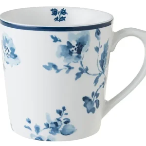 Laura Ashley Blue China Rose Set 4 Mugs 35cl Wit Porselein