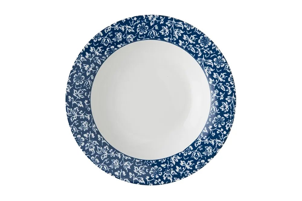 Laura Ashley Blue Sweet Allysum Set 4 Diepe borden 22 cm Wit Porselein
