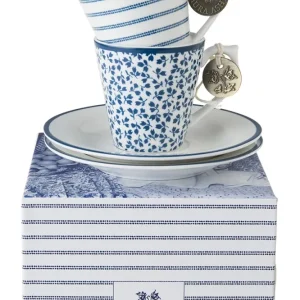 Laura Ashley Giftset 2 Mokkatassen en ondertassen 0,09l Wit Porselein