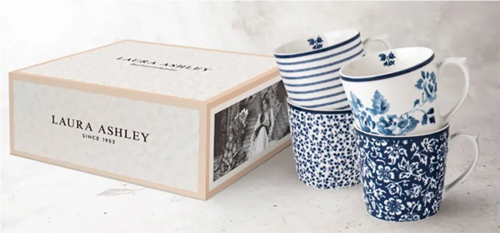 Laura Ashley Giftset 4 Mugs Assorti 0,32l Wit Porselein
