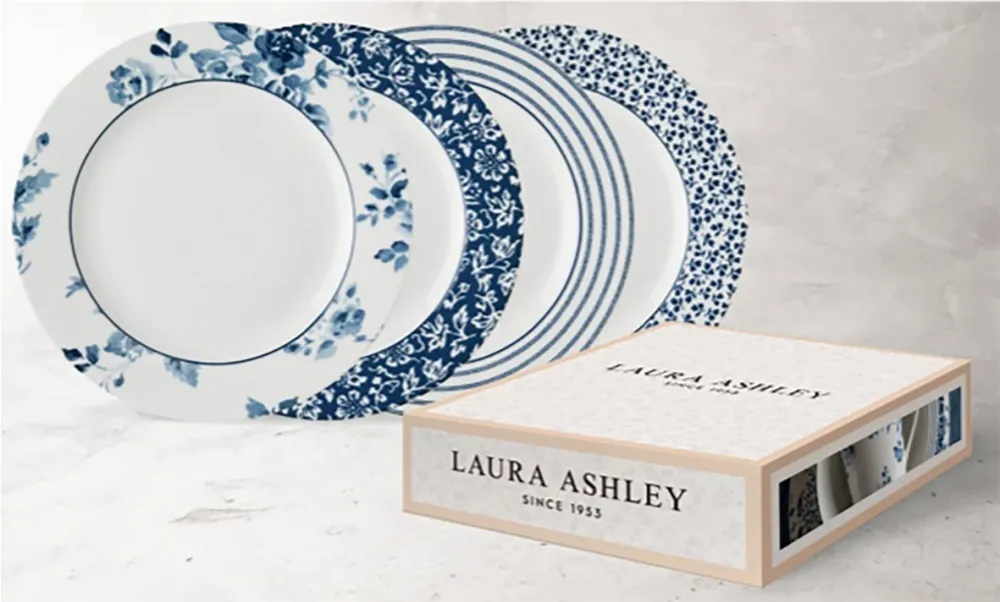 Laura Ashley Giftset 4 Platte borden 23cm Assorti Wit Porselein