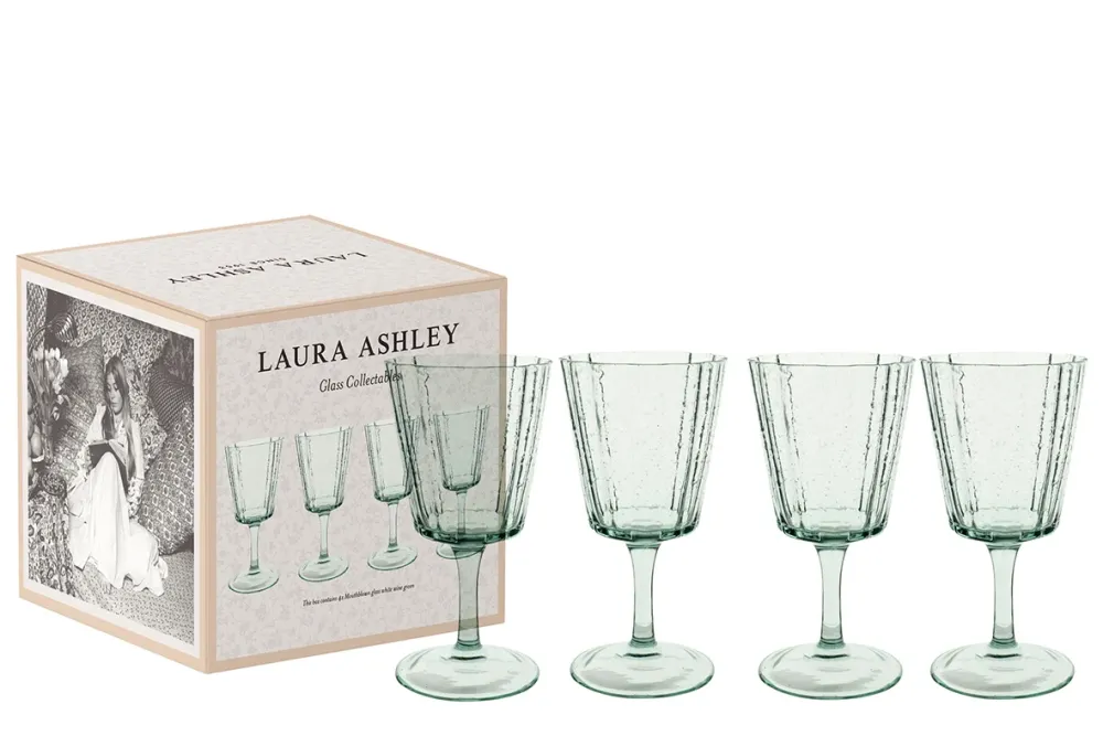 Laura Ashley Giftset 4 Wijnglazen Groen 0,27l Transparant Glas