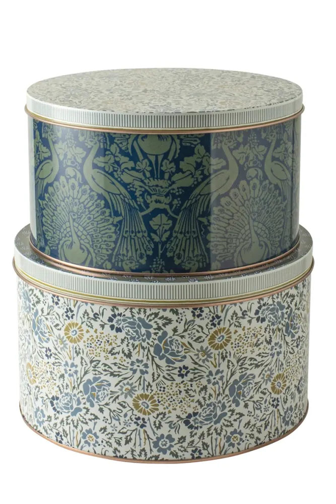 Laura Ashley Yellow Daniela & Peacock Giftset 2 Blikken Voorraaddoos Wit Tin