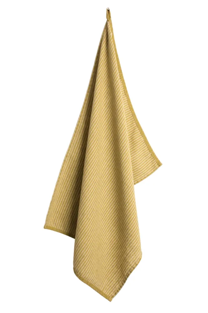 Laura Ashley Yellow Stripe Set 4 Theedoeken 50x70cm Geel Textiel