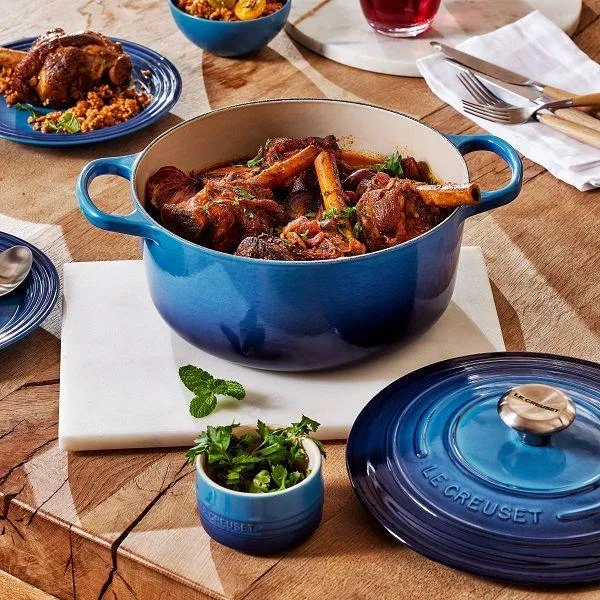 Le Creuset Braad- / Stoofpan Signature rond Azure 22cm 3,3l
