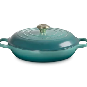 Le Creuset Campagnard met goudkleurige knop 30cm 3,5l Bleu Riviera Gietijzer