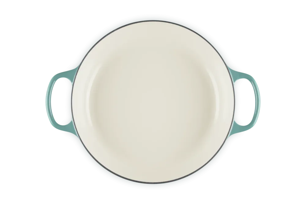 Le Creuset Campagnard met goudkleurige knop 30cm 3,5l Bleu Riviera Gietijzer