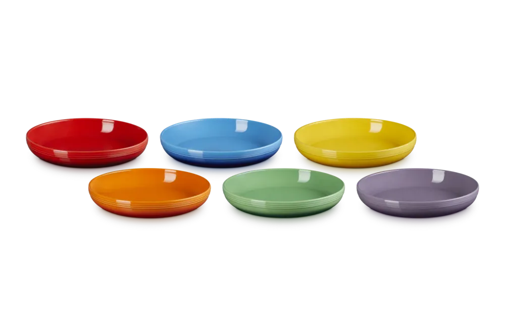 Le Creuset Diepe Borden Coupe Set van 6 - 22cm - Regenboog - Aardewerk