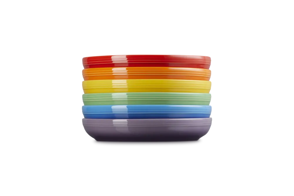 Le Creuset Diepe Borden Coupe Set van 6 - 22cm - Regenboog - Aardewerk