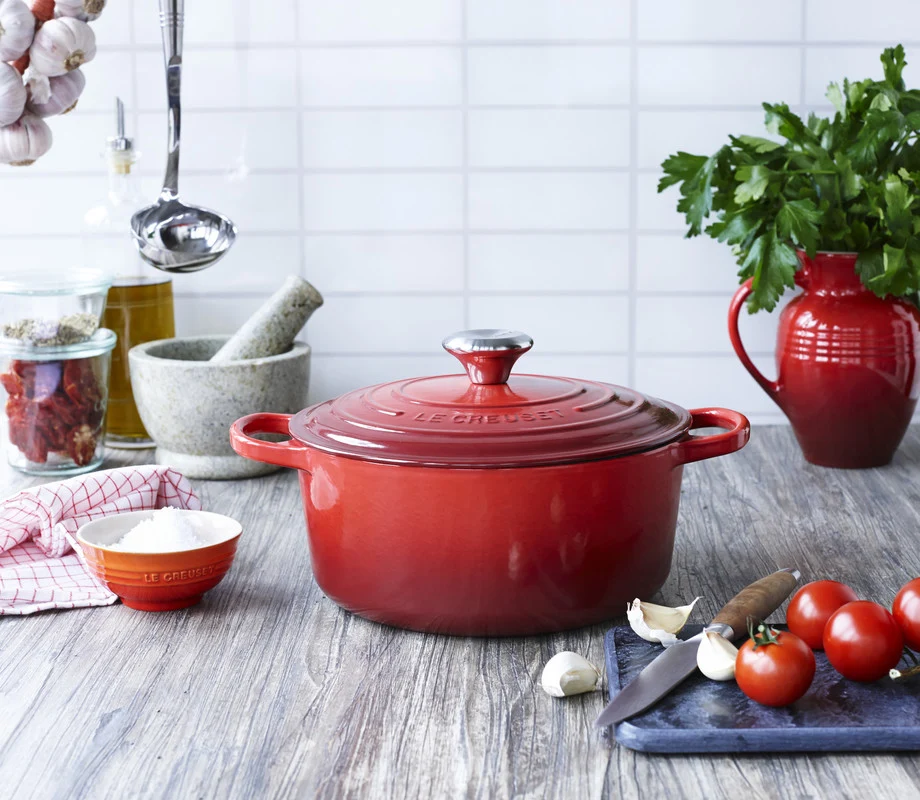 Le Creuset Gietijzeren ronde braadpan Kersenrood 34cm 12l