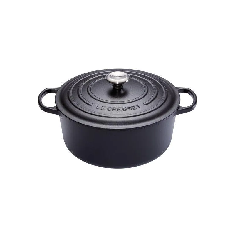 Le Creuset Gietijzeren ronde braadpan Mat Zwart 22cm 3,3l