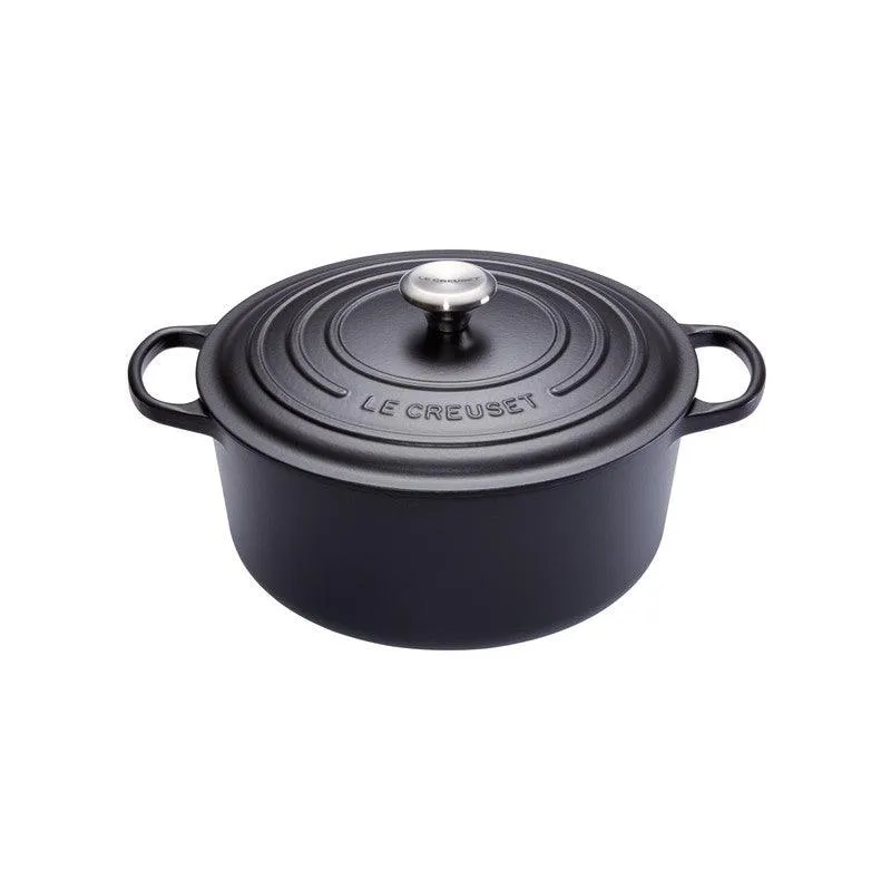 Le Creuset Gietijzeren ronde braadpan Mat Zwart 24cm 4,2l