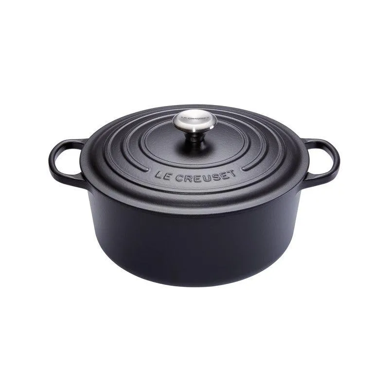 Le Creuset Gietijzeren ronde braadpan Mat Zwart 26cm 5,3l