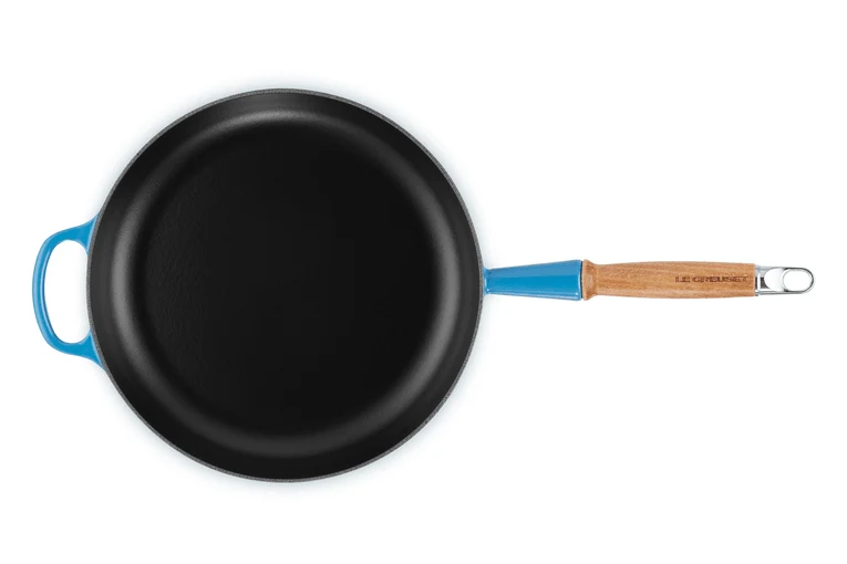Le Creuset Koekenpan Signature rond houten handvat Azure 28cm 2,6l