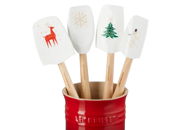 Le Creuset - Pot met 4 Spatels Kersenrood/ Wit