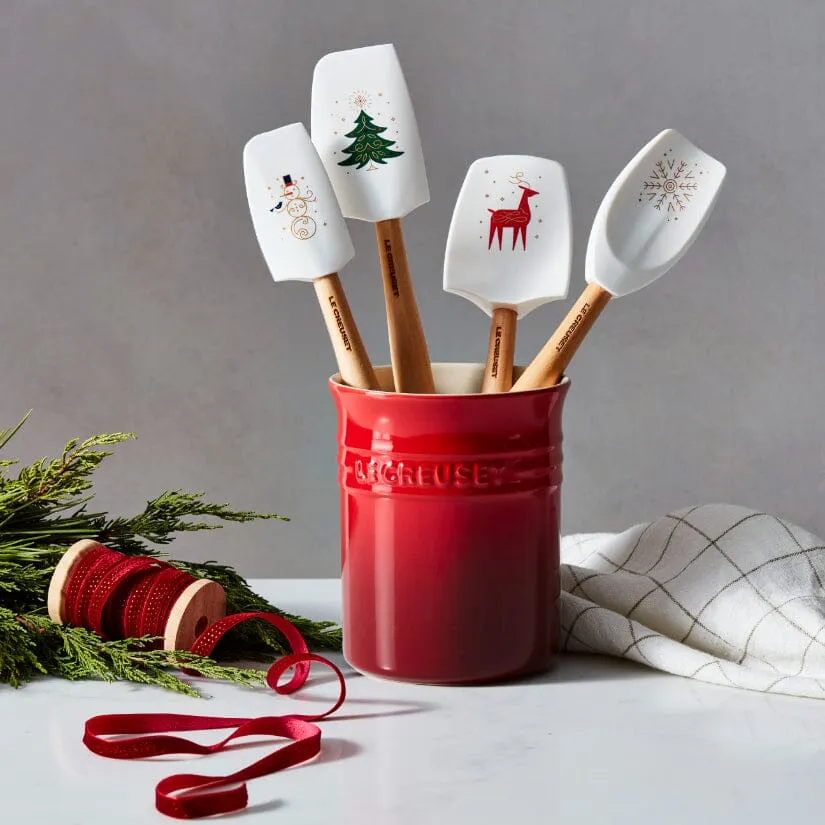 Le Creuset - Pot met 4 Spatels Kersenrood/ Wit
