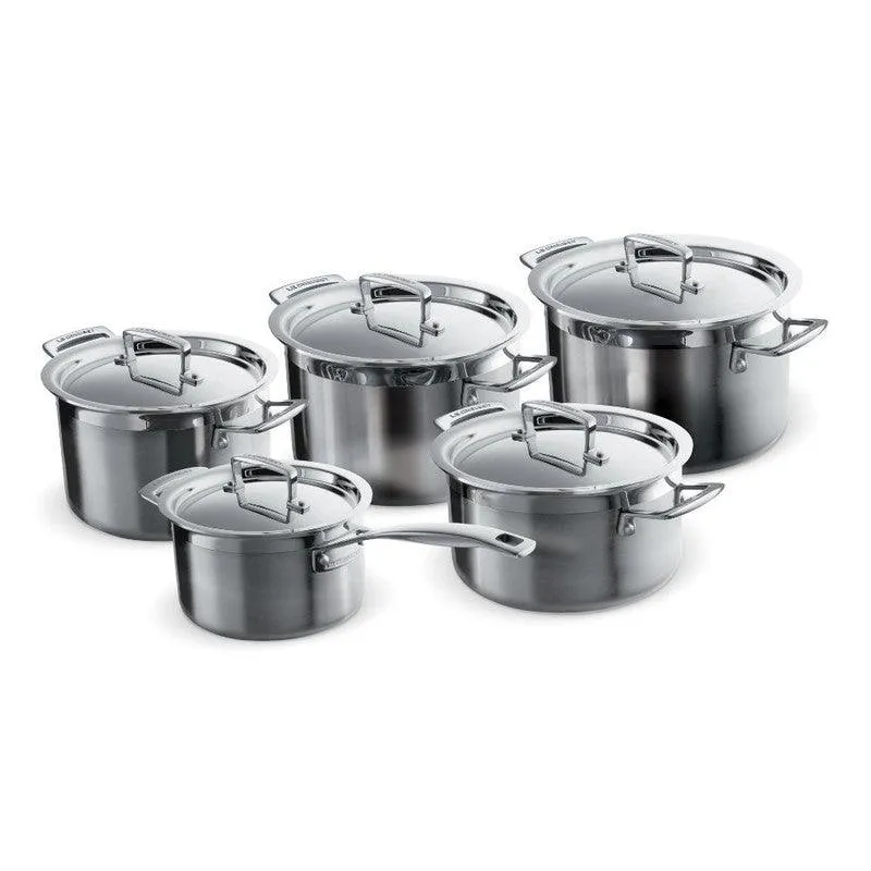 Le Creuset RVS kookpan 18cm / 20cm / 24cm + lage kookpan 20cm + steelpan 16cm