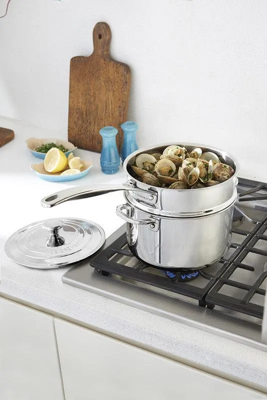 Le Creuset RVS PLUS steelpan met extra handvat 20cm 3,8l