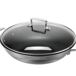 Le Creuset RVS wok met anti-aanbaklaag en glazen deksel 30cm 4,8l