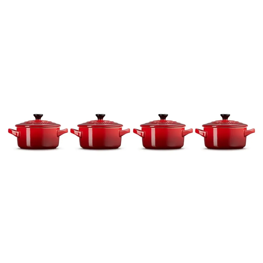 Le Creuset - Set van 4 Mini-Braadpannen Kersenrood 10cm 0,25l