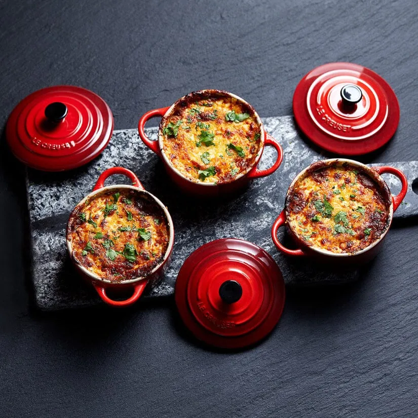Le Creuset - Set van 4 Mini-Braadpannen Kersenrood 10cm 0,25l