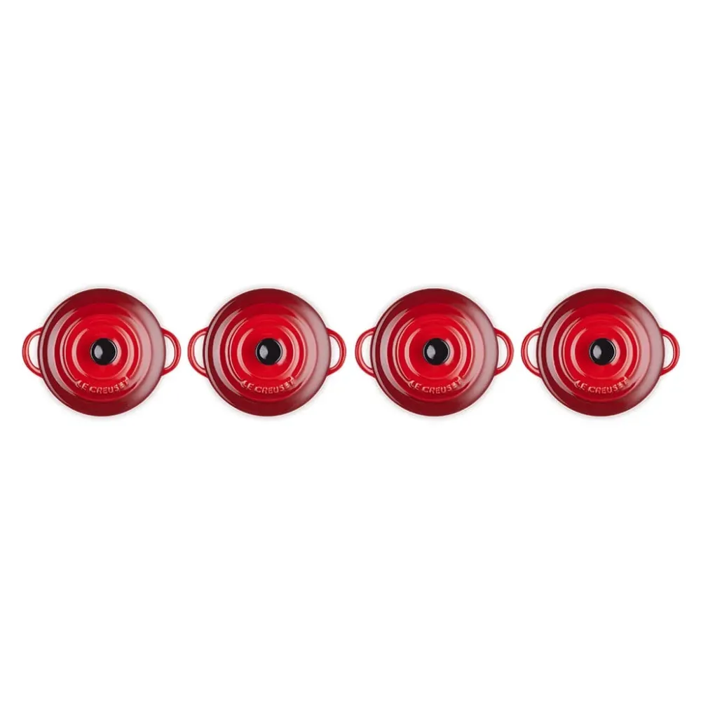 Le Creuset - Set van 4 Mini-Braadpannen Kersenrood 10cm 0,25l