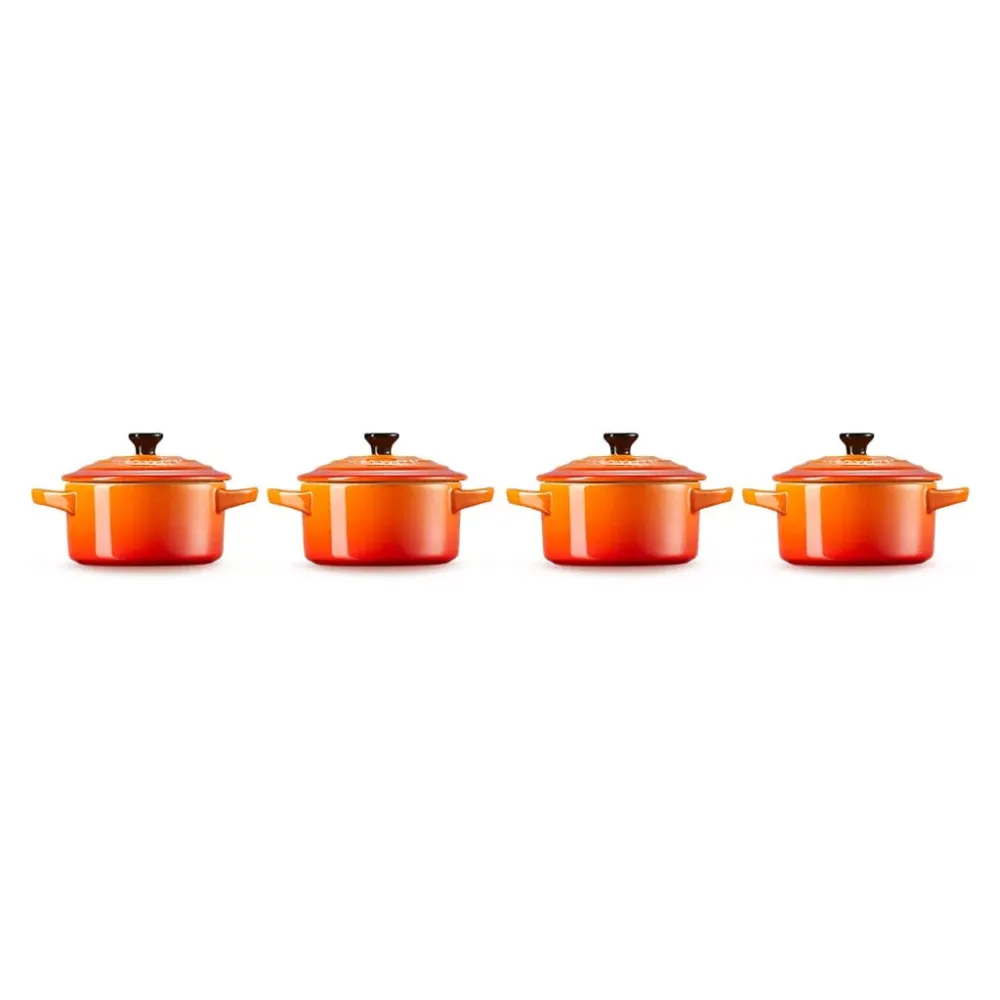 Le Creuset - Set van 4 Mini-Braadpannen Oranjerood 10cm 0,25l
