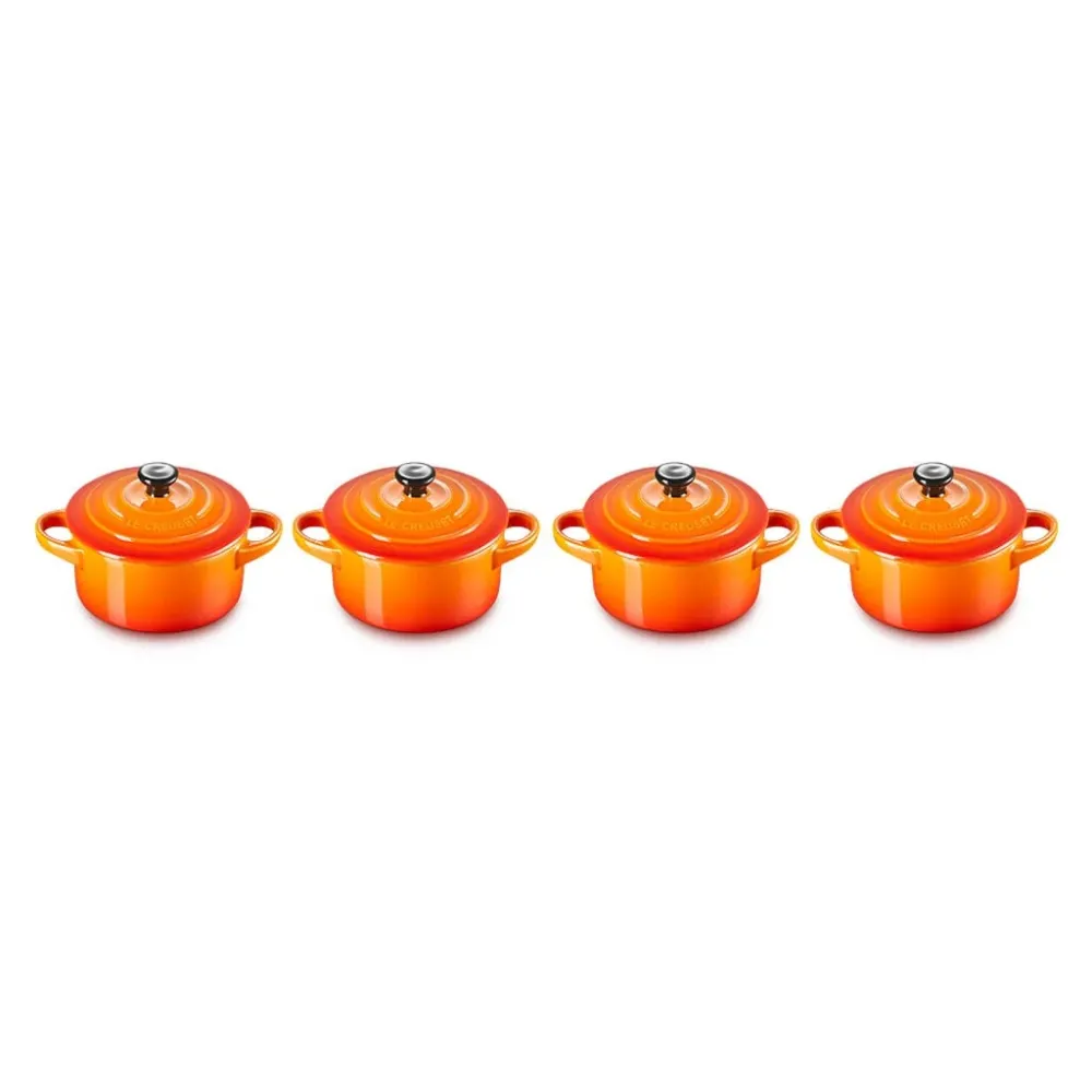 Le Creuset - Set van 4 Mini-Braadpannen Oranjerood 10cm 0,25l