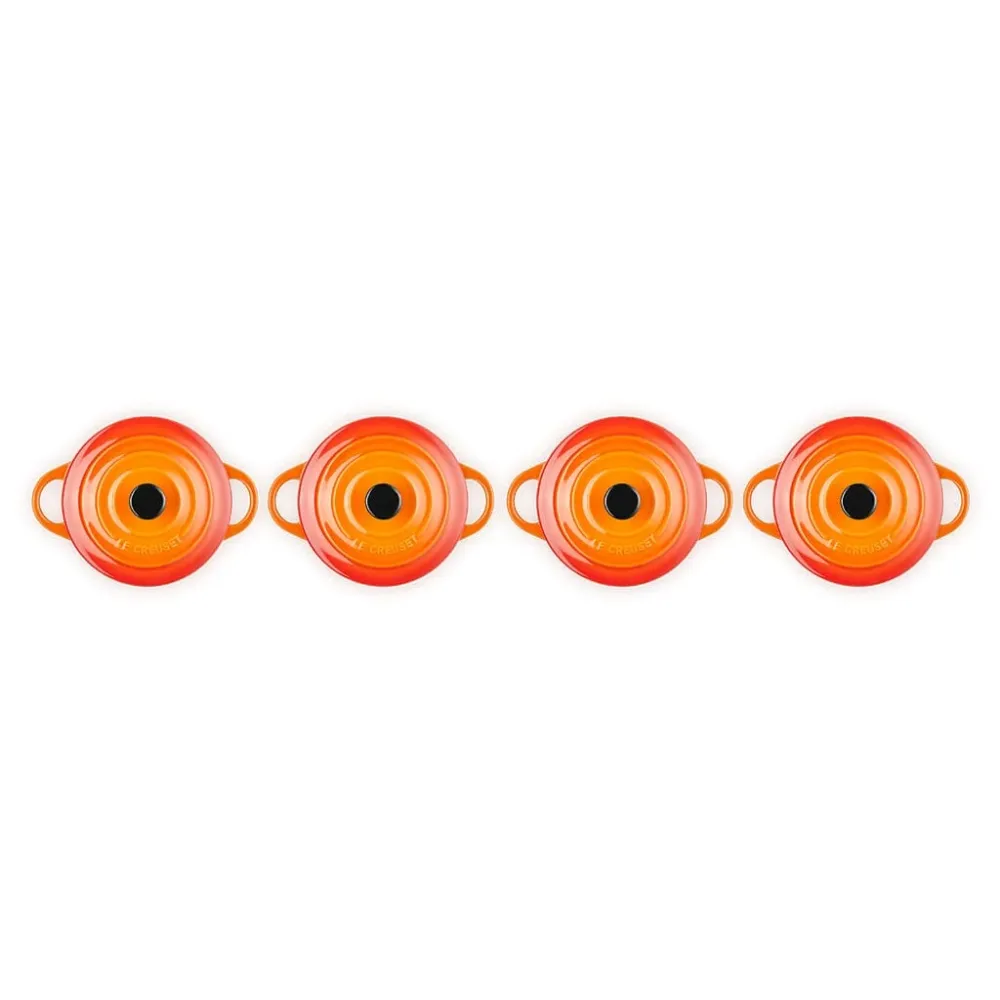Le Creuset - Set van 4 Mini-Braadpannen Oranjerood 10cm 0,25l