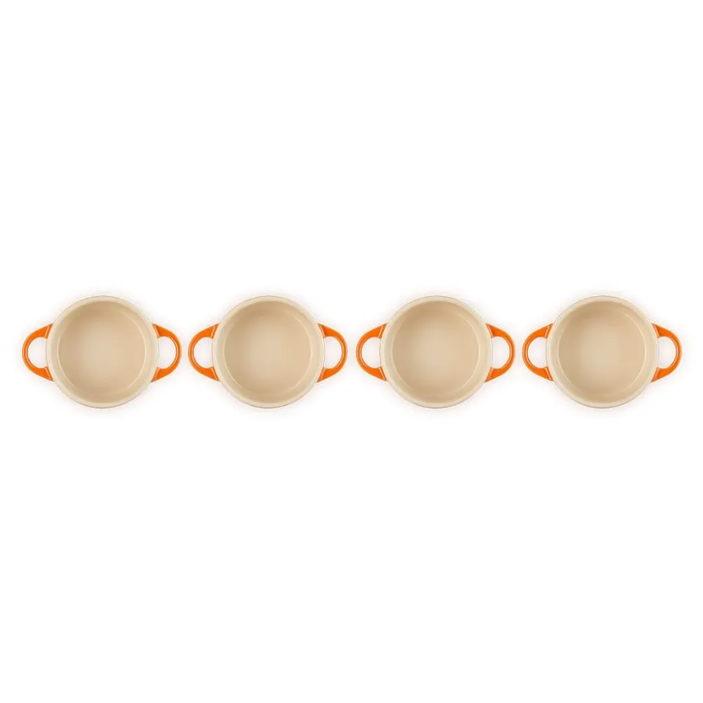 Le Creuset - Set van 4 Mini-Braadpannen Oranjerood 10cm 0,25l