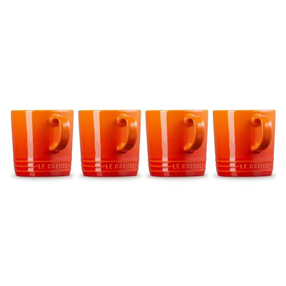 Le Creuset - Set van 4 Mokken Oranjerood 0,35l