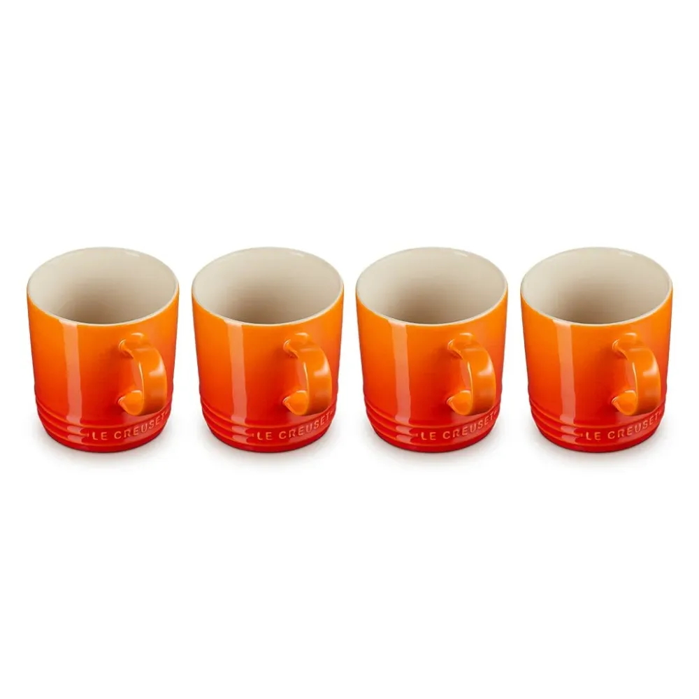 Le Creuset - Set van 4 Mokken Oranjerood 0,35l