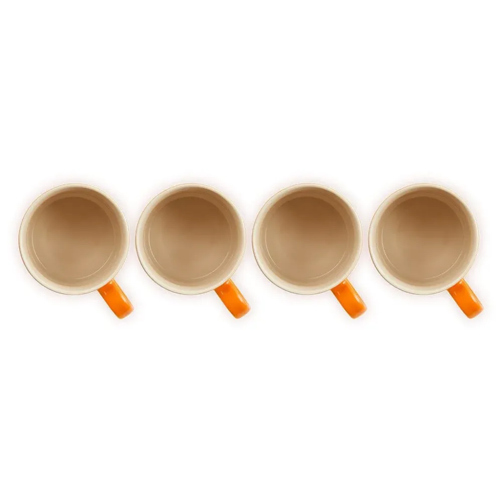 Le Creuset - Set van 4 Mokken Oranjerood 0,35l
