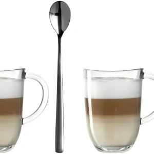 Leonardo Latte Macchiato Glazen - Napoli 380 ml + 2 Lepels - Hittebestendig