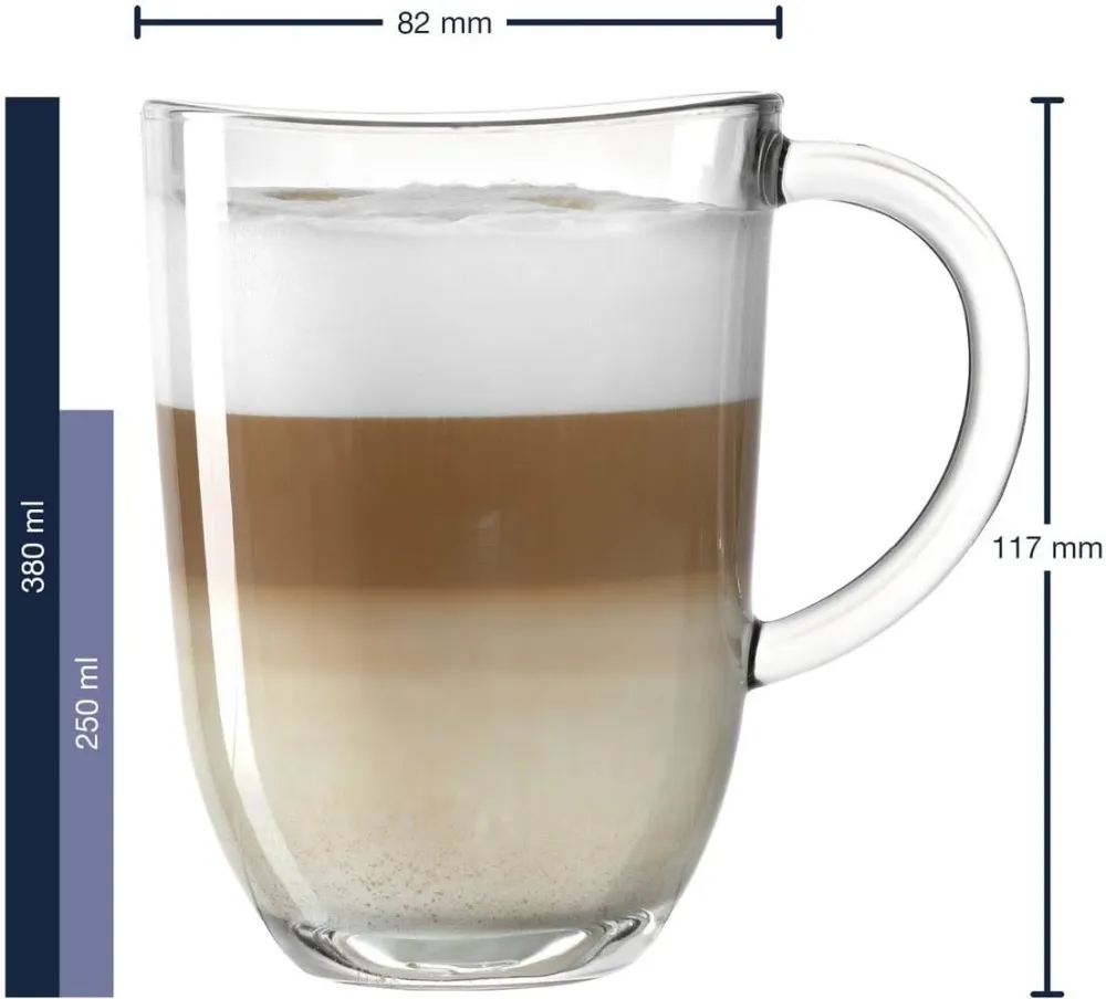 Leonardo Latte Macchiato Glazen - Napoli 380 ml + 2 Lepels - Hittebestendig