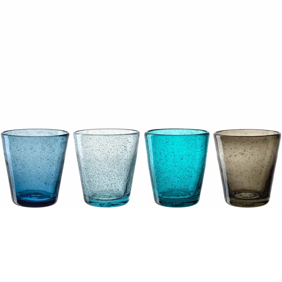 Leonardo Burano gekleurde glazen koude kleuren set 4 stuks