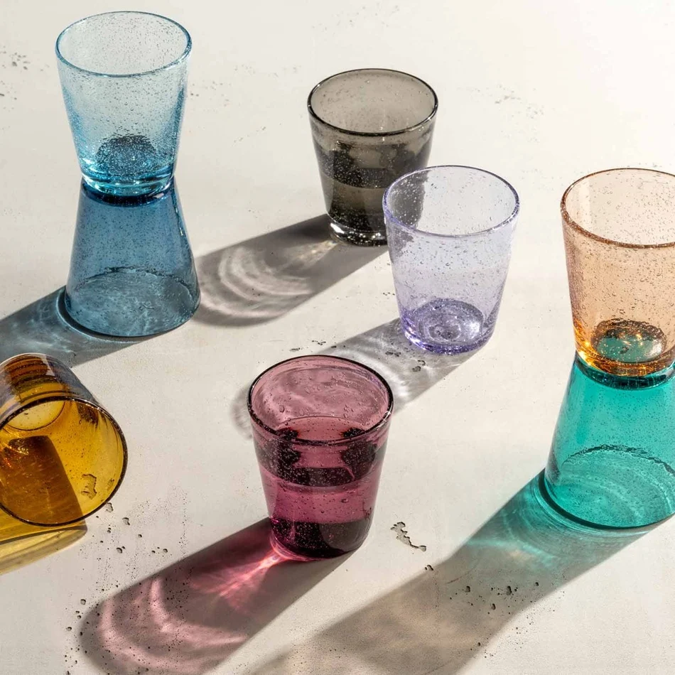 Leonardo Burano gekleurde glazen koude kleuren set 4 stuks