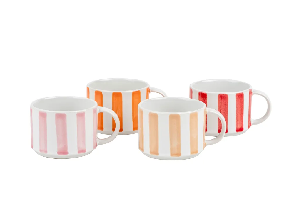 Leopold Vienna - Koffiekop Franca - set van 4 - streepdessin