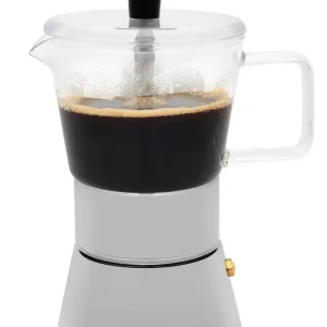 Leopold Vienna Otto Espressomaker, 4-kops Zilverkleurig Glanzend Roestvrij staal 304