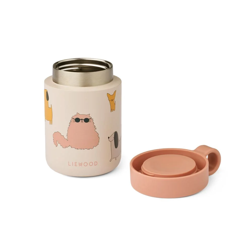 Liewood Kiani Katten en Honden Sandy kinder lunch thermosfles 250ml