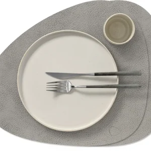 LIND DNA Placemats Hippo - Leer - Anthracite Grey - Curved - 44 x 37 cm - 2 Stuks