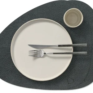 LIND DNA Placemats Hippo - Leer - Black Anthracite - Curved - 44 x 37 cm - 2 Stuks