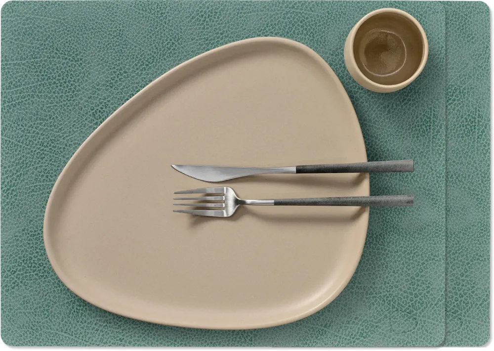 LIND DNA Placemats Hippo - Leer - Pastel Green - 45 x 35 cm - 2 Stuks