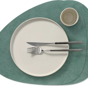 LIND DNA Placemats Hippo - Leer - Pastel Green - Curved - 44 x 37 cm - 2 Stuks