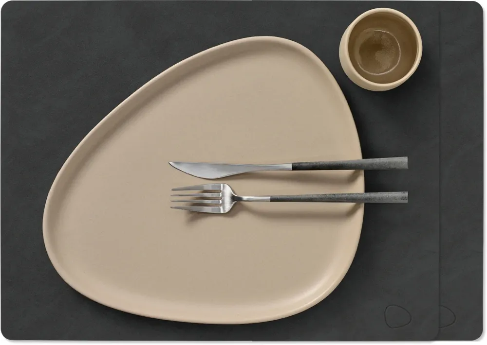 LIND DNA Placemats Nupo - Leer - Black - 45 x 35 cm - 2 Stuks
